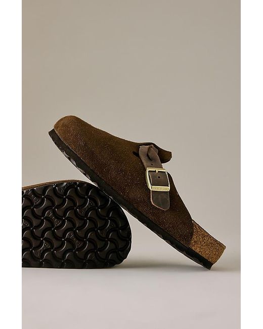Birkenstock Brown Boston Braided Suede Clogs