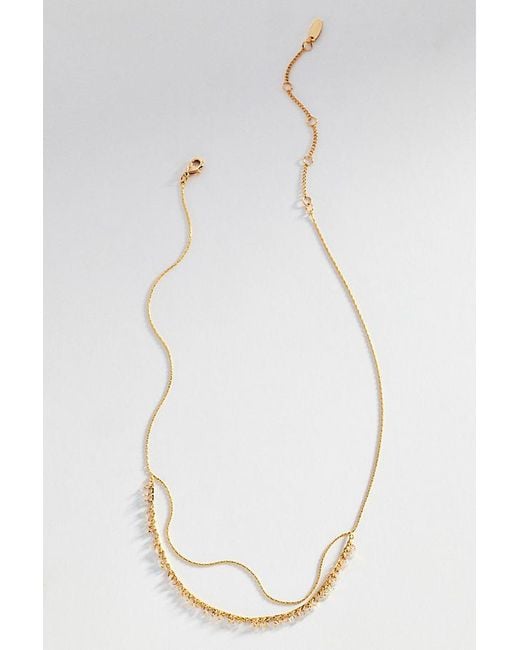 By Anthropologie White Delicate Layered Beaded Necklace