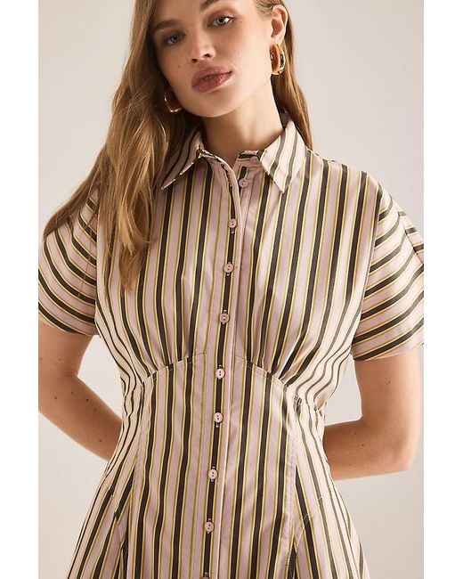 Exquise Multicolor Raina Short-Sleeve Midi Shirt Dress