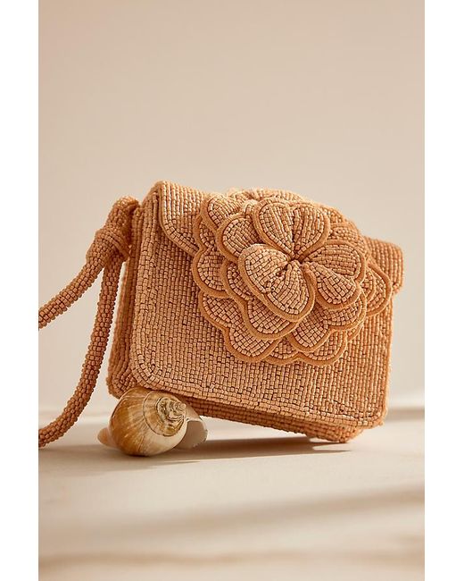 By Anthropologie Brown Beaded Wristlet