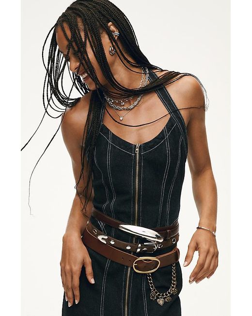 By Anthropologie Blue Studded Western Belt