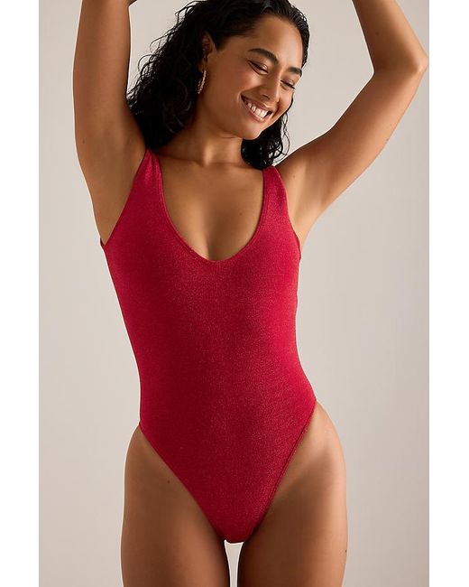Bondeye Red Mara Scoop Lurex One-Piece Swimsuit