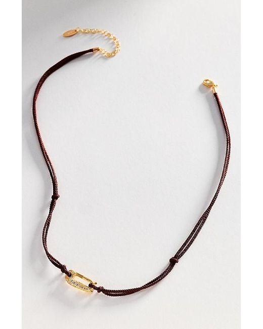 By Anthropologie Pink Corded Crystal Carabiner Necklace