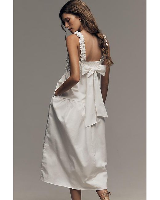 Astr Gray Orenthia Smocked Babydoll Midi Dress
