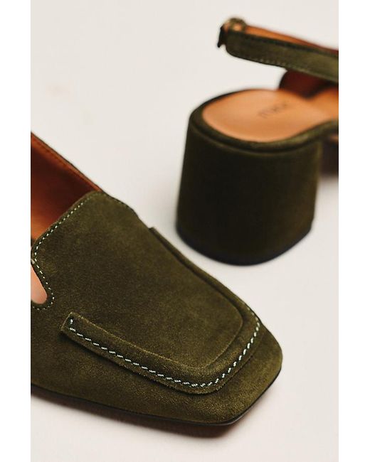 Maeve Green Slingback Loafer Block Heels