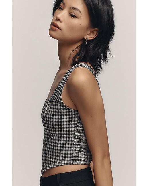 Dolan Left Coast Black Gingham Corset Tank Top