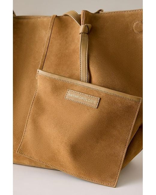By Anthropologie Natural Suede Shopper Tote Bag