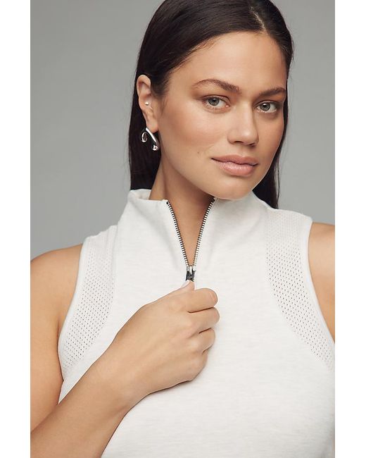 Daily Practice White Quarter-Zip Fitted Mini Dress