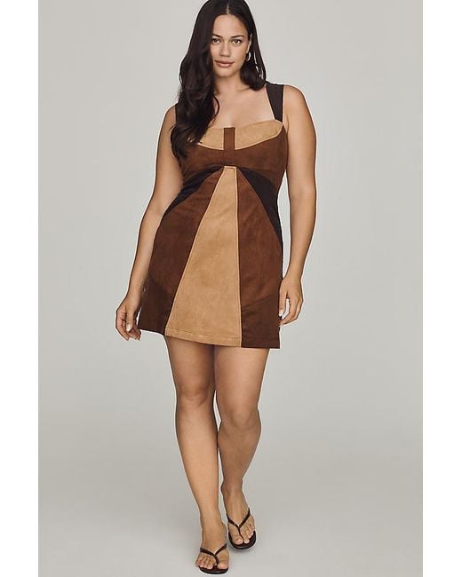 By Anthropologie Brown Faux-Suede Mini Shift Dress