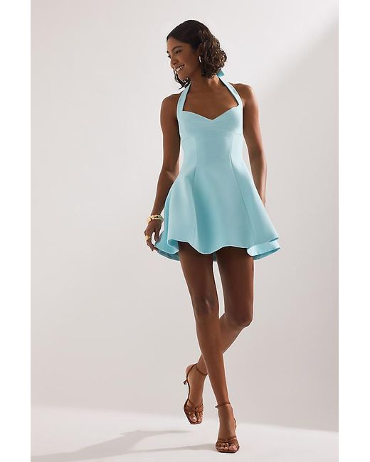 Bardot Blue Deserae Halter Mini Dress