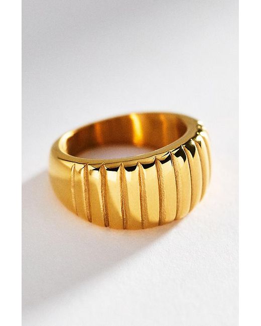 By Anthropologie Orange Water-Resistant Chunky Ribbed Ring