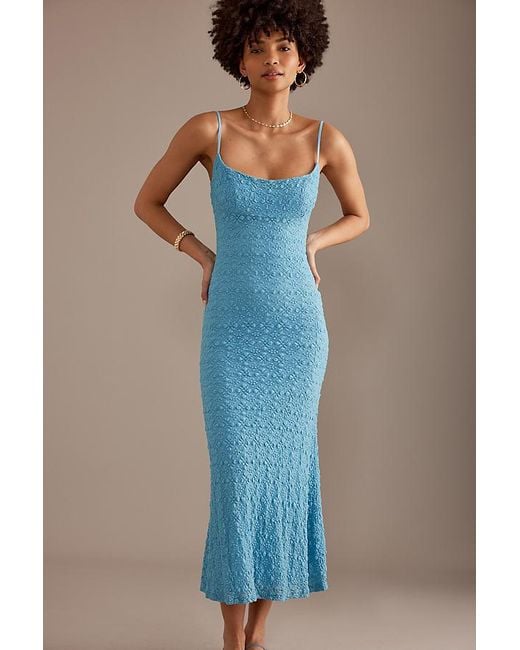 Bardot Blue Adoni Mesh Sleeveless Midi Dress