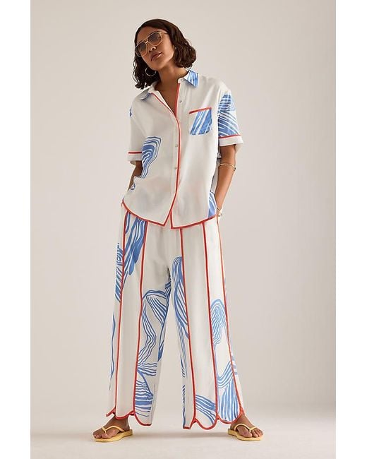 Sancia Multicolor Elayna Contrast Piping Wide-Leg Trousers