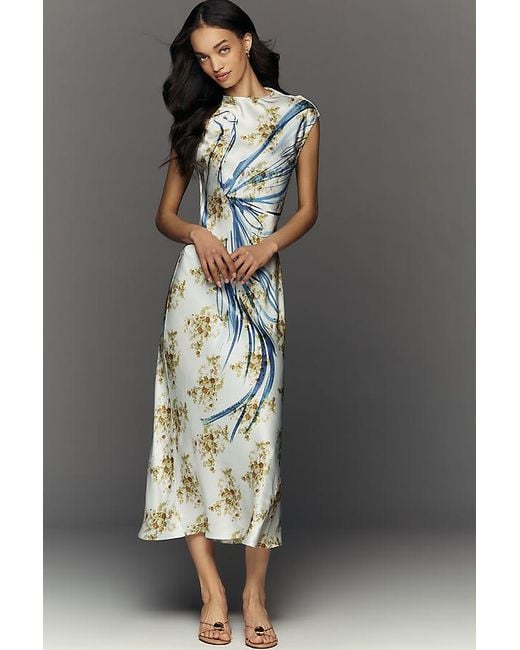 Maeve Gray Mock-Neck Midi Slip Dress