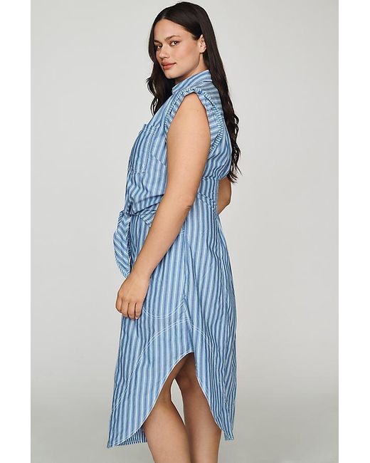 Pilcro Blue Sleeveless Wrap Shirt Dress