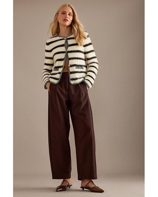 Anthropologie Brown Tailored Barrel Trousers
