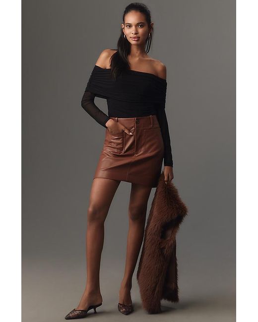 Maeve Gray The Colette Faux Leather Mini Skirt By