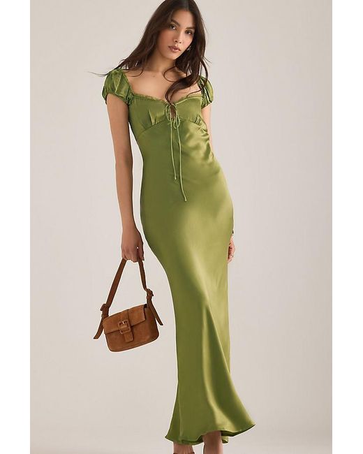 Bardot Green Stasia Satin Maxi Slip Dress