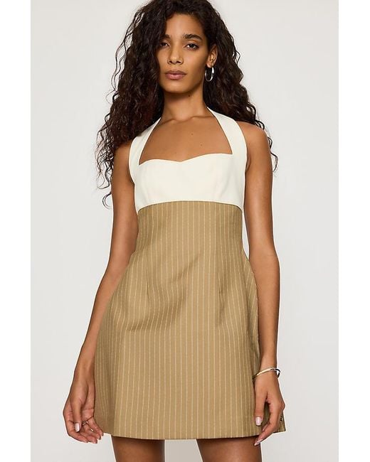 Odd Muse Natural Pinstripe Mini Dress