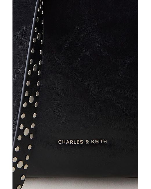 Charles & Keith Black Victoria Belted Tote Bag