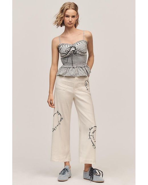 Maeve Natural The Colette Linen-Blend Crop Love Notes Trousers By