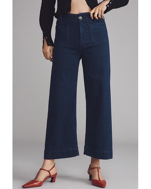 Maeve Gray The Colette Denim Cropped Wide-Leg Jeans By