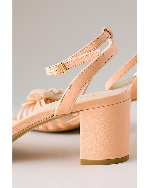 By Anthropologie Natural Floral Strappy Sandal Heels