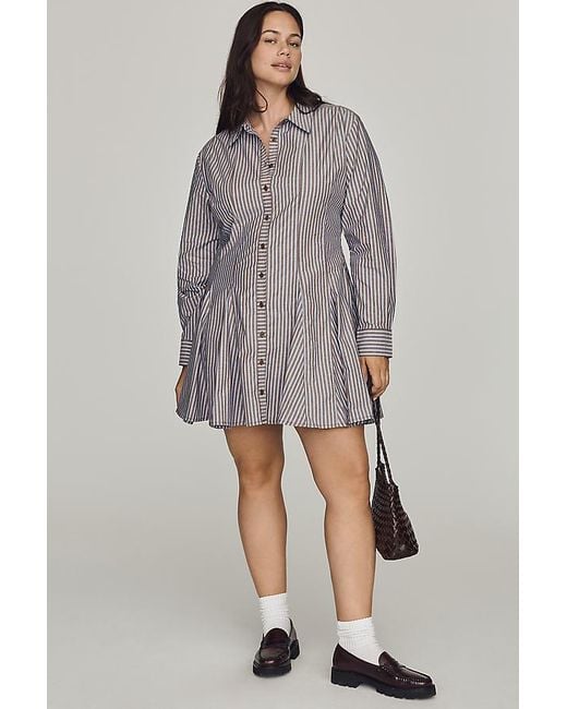 Maeve Multicolor Godet Mini Shirt Dress
