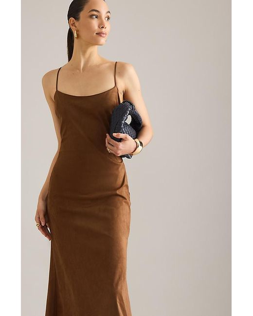Bardot Brown Nadira Faux-Suede Sleeveless Midi Dress
