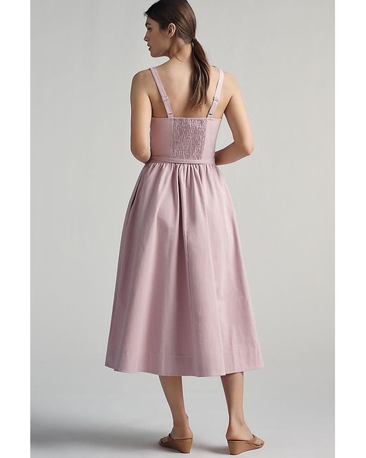 Mare Mare Pink Cotton Seamed Midi Dress