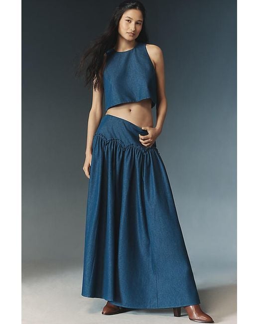Mare Mare Blue X Anthropologie Basque-Waist Maxi Skirt