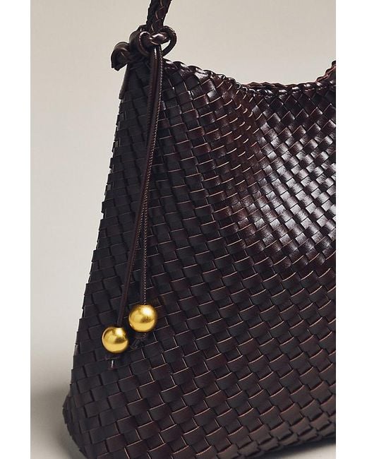 By Anthropologie Black Woven Knotted-Strap Bucket Bag