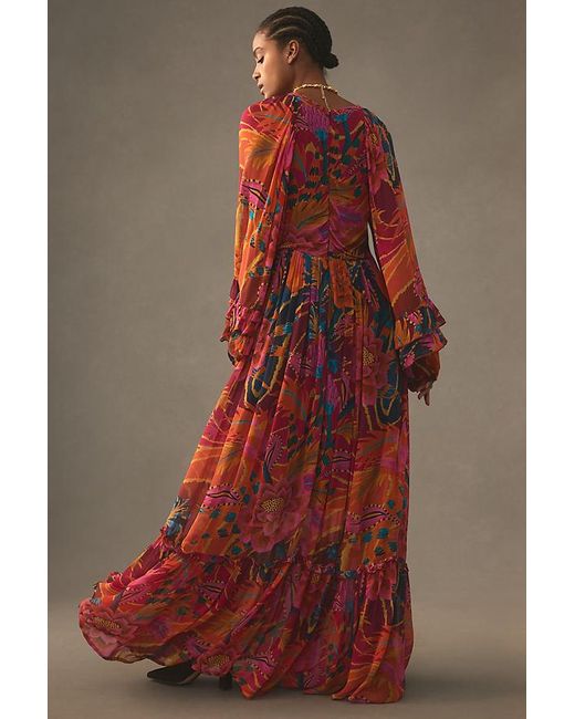 Vintage long outlet sleeve maxi dress