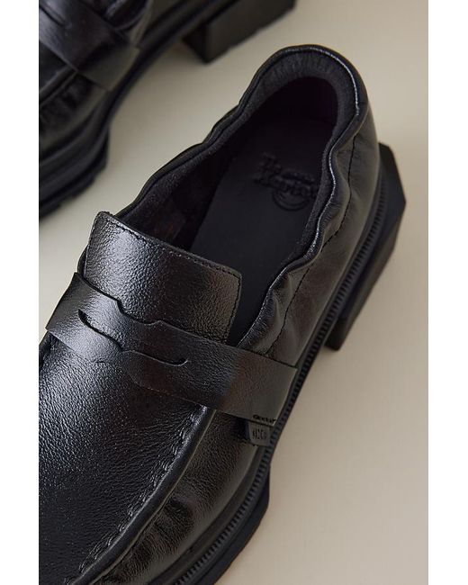 Dr. Martens Black Maybole Ruched Leather Loafers