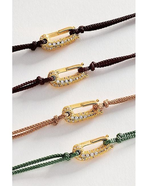 By Anthropologie White Corded Crystal Carabiner Necklace