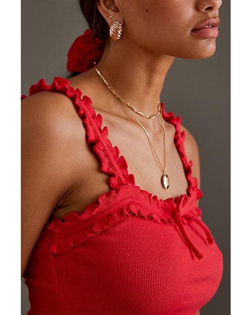 Maeve Red Ruffled Cami Top