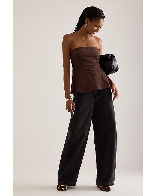 By Anthropologie Black Faux-Suede Bandeau Top