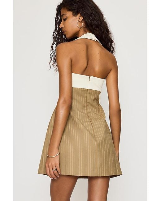 Odd Muse Natural Pinstripe Mini Dress