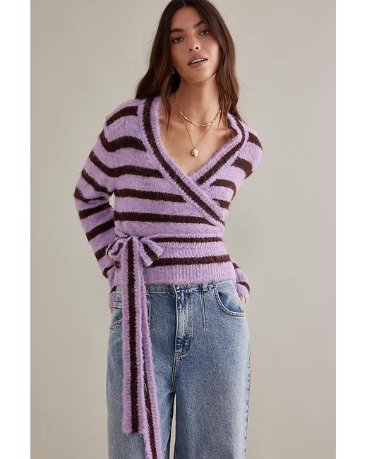 Damson Madder Purple Stripe Ballet Wrap Cardigan