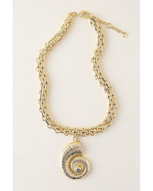 Anthropologie Natural Chunky Spiral Shell Pendant Necklace