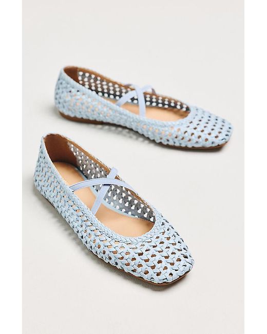 By Anthropologie Blue Woven Leather Ballet Flats