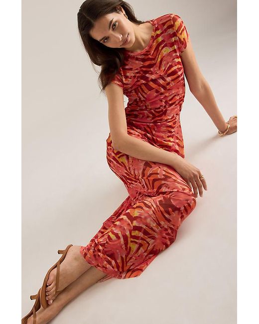 Wild Lovers Red Heatwave Cap-Sleeve Mesh Maxi Dress