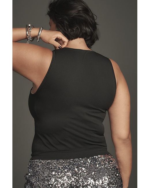 By Anthropologie Black The Reegan Seamless Ribbed Cropped Tank Top