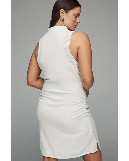 Daily Practice White Quarter-Zip Fitted Mini Dress