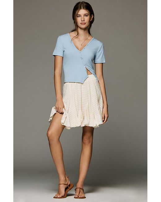 By Anthropologie Natural Flirty Godet Mini Skirt