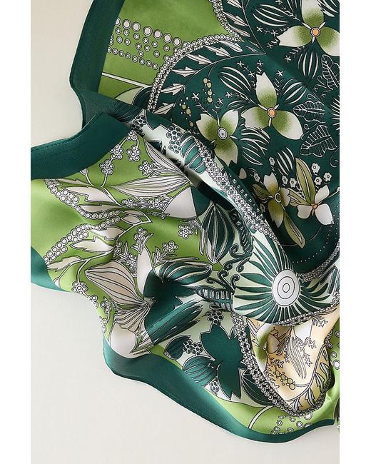 By Anthropologie Green Floral Headscarf