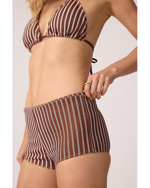 4th & Reckless Brown Adriana Stripe Bikini Shorts