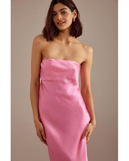 anthropologie pink strapless dress Endless Rose Strapless Floral Appliqu Maxi Dress