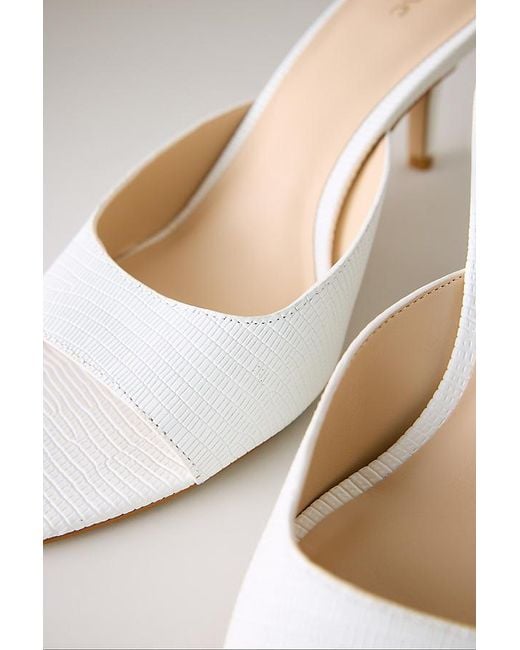 Maeve White Point Toe Mule Heels