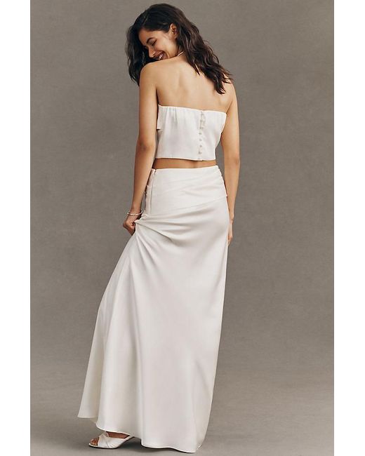 Mare Mare Gray Satin Maxi Skirt & Strapless Top Set